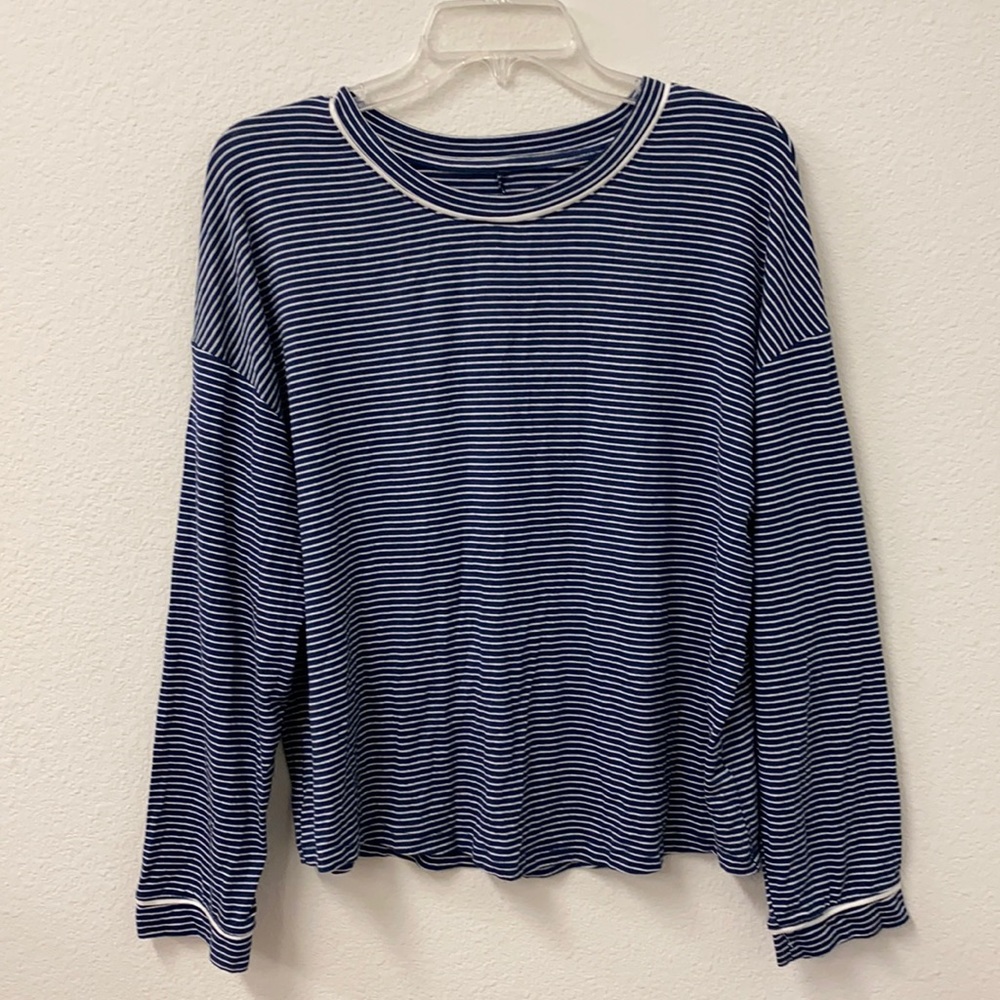Stars Above Blue and White Striped Pajama Top